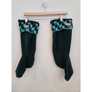 Hunter Tall Boot Socks Fleece Liners‎ Green Chevron Knit Cuff XL